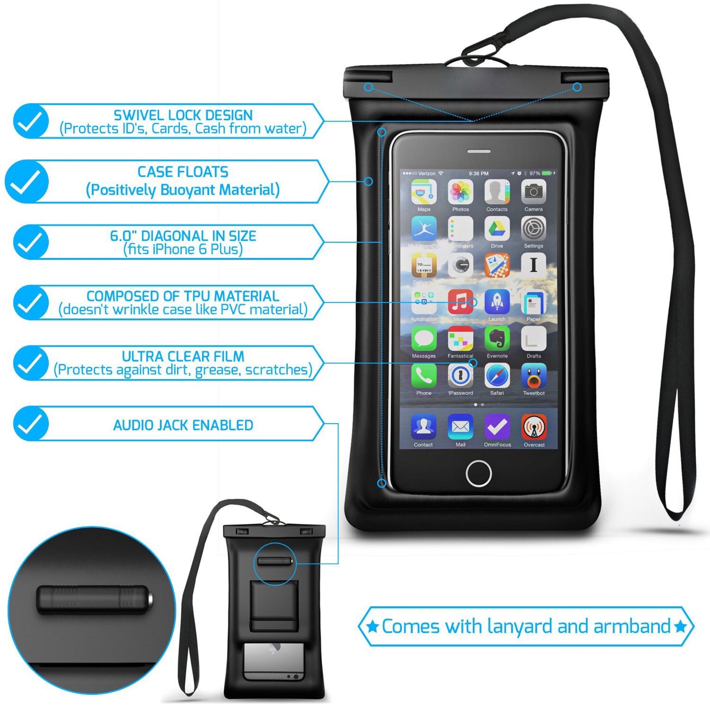 Etui flottant étanche universel pour téléphone portable PADL ZONE - Pour tous les sports de pagaie